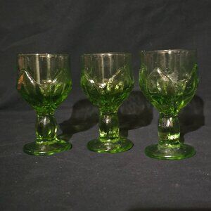 Vtg 1970's USA Franciscan Cabaret Green Glassware Wine Glass 5 1/2" (x3)